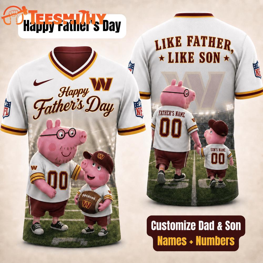 Washington Commanders NFL Peppa Pig Father's Day Dad Football Jersey