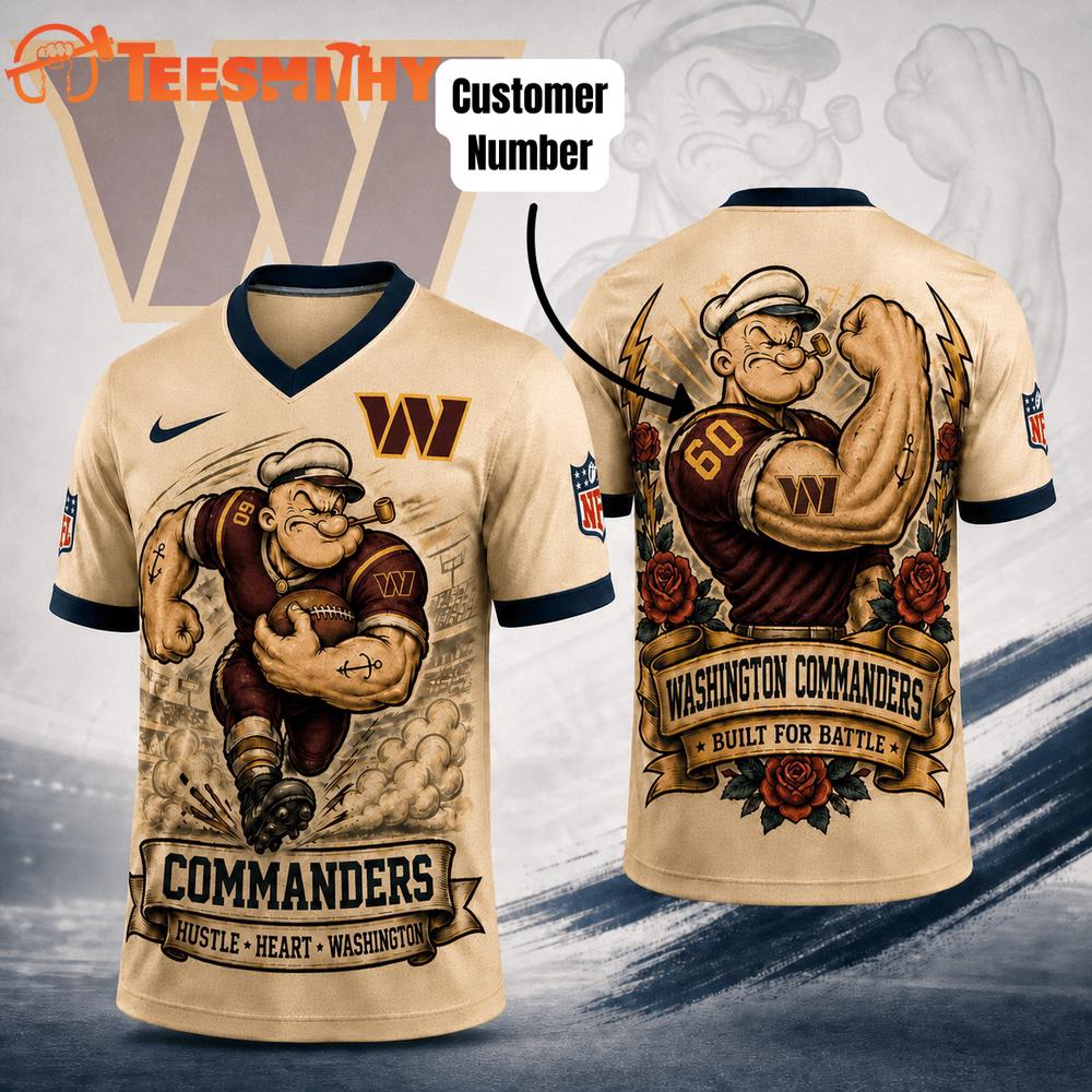 Washington Commanders NFL Popeye Vintage Tattoo Football Jersey