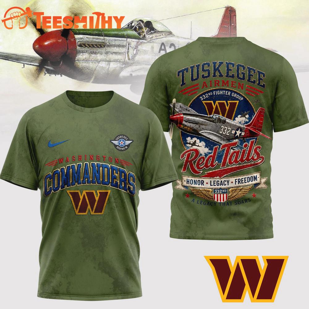 Washington Commanders NFL Red Tails Legacy Game Day 3D T-Shirt