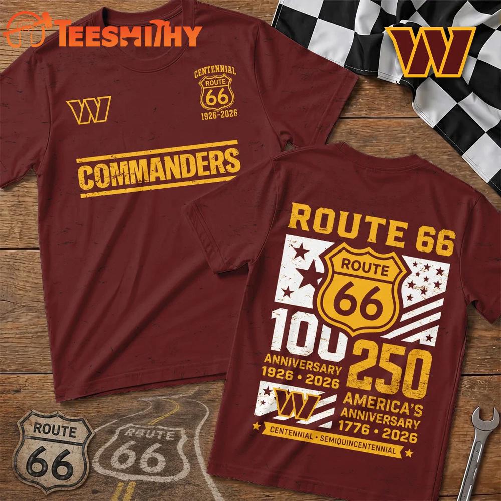 Washington Commanders NFL Route 66 Centennial Limited 3D T Shirt