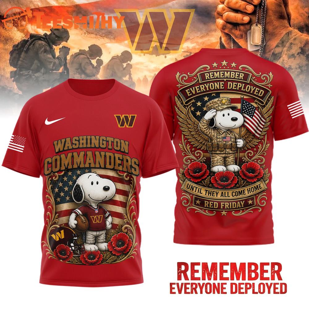 Washington Commanders NFL Snoopy Remember Everyone Deployed 3D Shirt