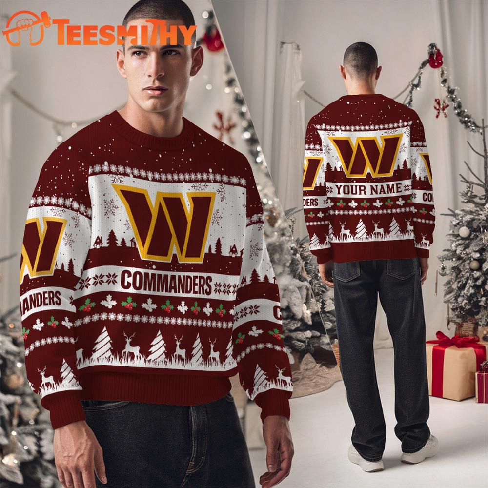 Washington Commanders NFL Snow Ugly Christmas Sweater Washington Commanders NFL Snow Ugly Christmas Sweater
