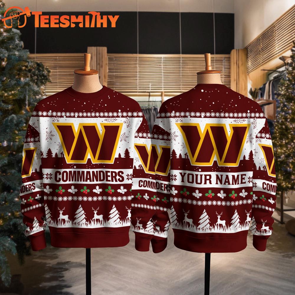 Washington Commanders NFL Snow Ugly Christmas Sweater Washington Commanders NFL Snow Ugly Christmas Sweater