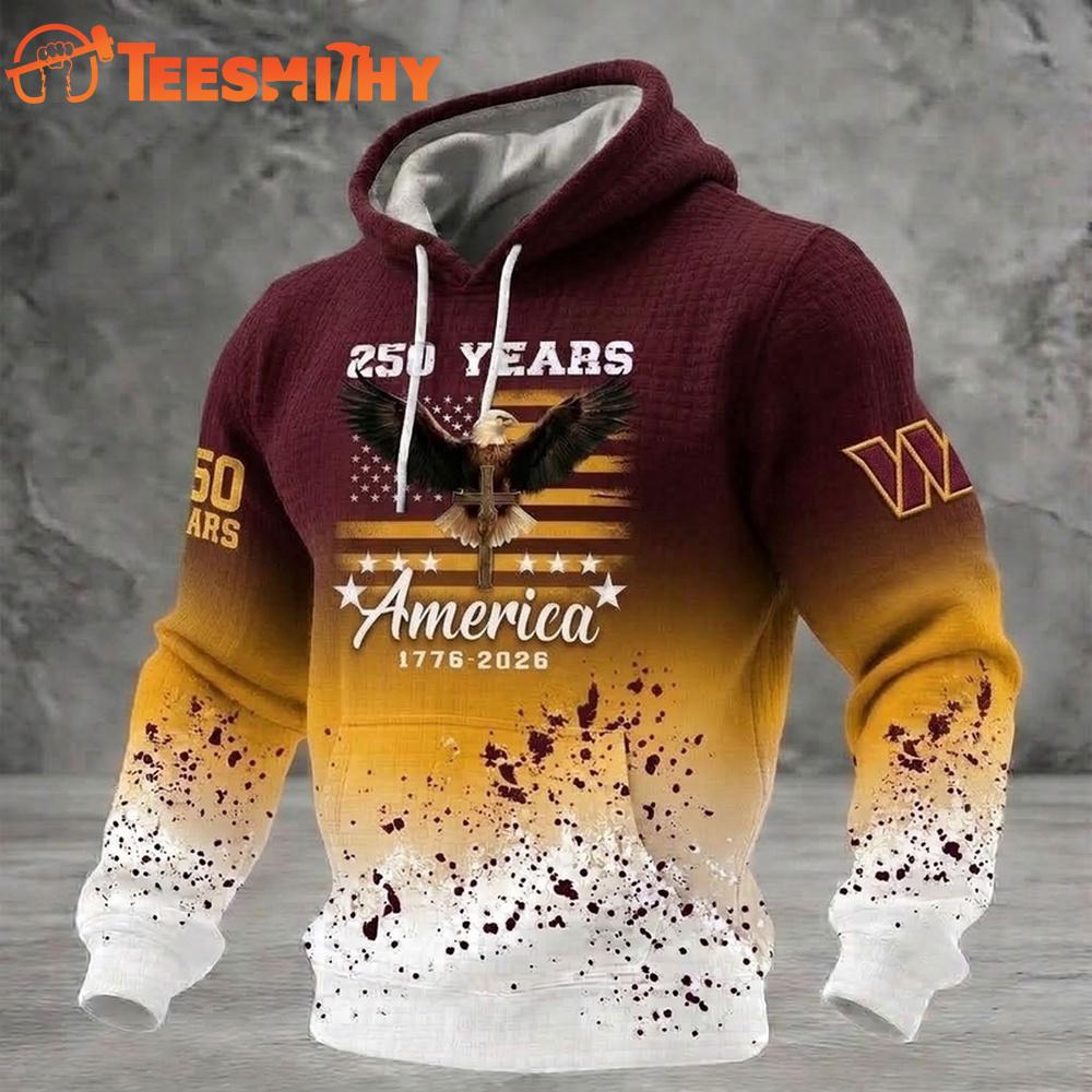 Washington Commanders US 250th Anniversary Waffle Texture Strike Hoodie Shirt