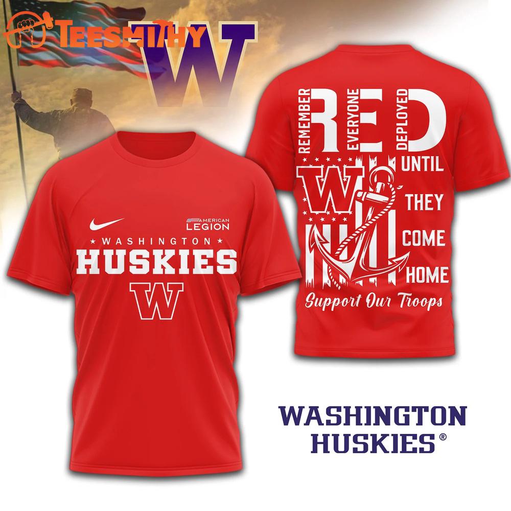 Washington Huskies 2026 NCAA Red Friday 3D T Shirt