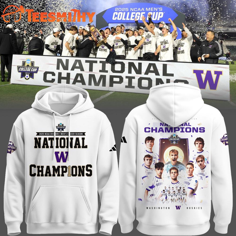 Washington Huskies Men’s Soccer Champions 2025 Team Graphic Hoodie Shirt