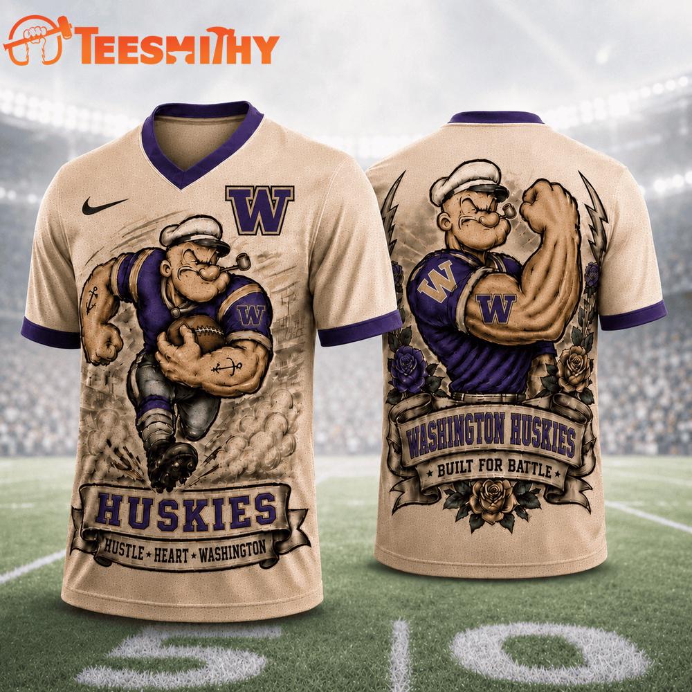 Washington Huskies NCAA Popeye Vintage Tattoo Football Jersey