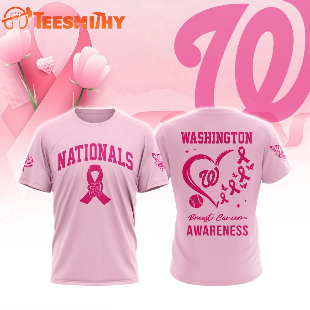 Washington Nationals 2025 MLB Pink Breast Cancer Awareness Design 3D Shirt Washington Nationals 2025 MLB Pink Breast Cancer Awareness Design 3D Shirt