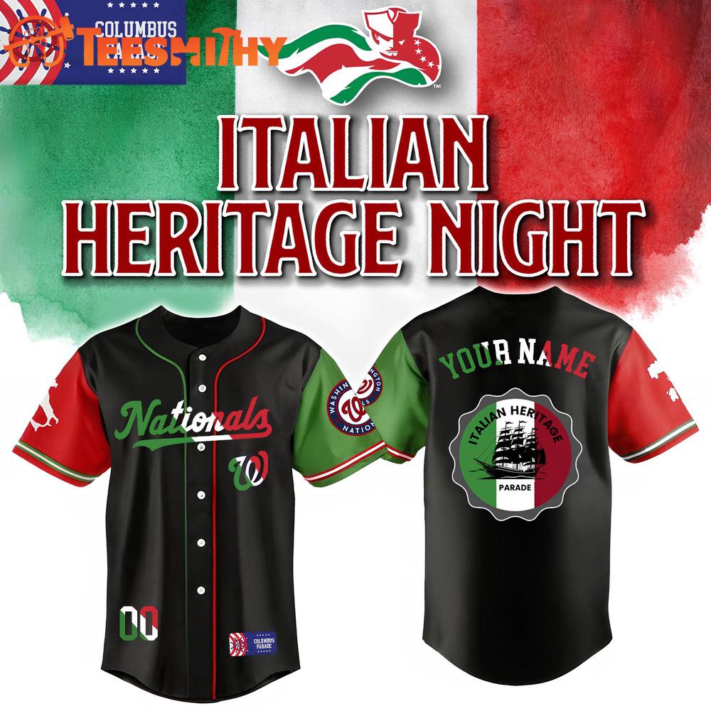 Washington Nationals Columbus Parade Italian Heritage Night Customized Baseball Jersey