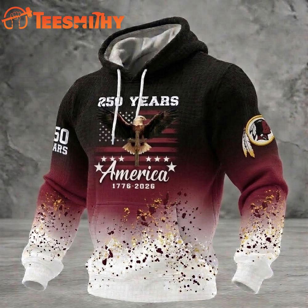 Washington Redskins US 250th Anniversary Waffle Texture Strike Hoodie Shirt