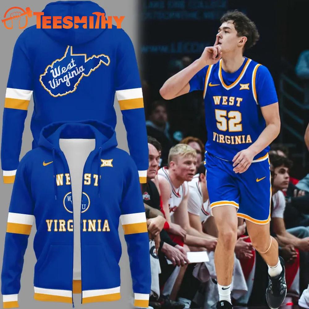 West Virginia Mountaineers Basketball Jerry West Throwback Uniform 2026 Zipper Hoodie