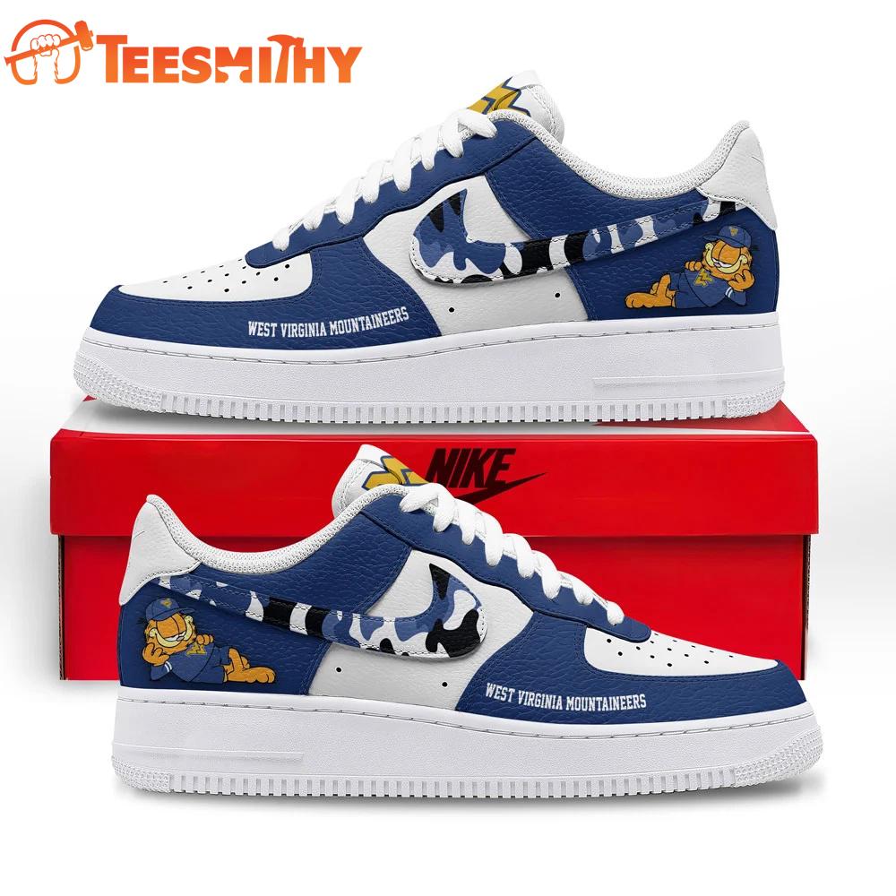 West Virginia Mountaineers NCAA Garfield Only Show Up Air Force 1 Shoes Sneaker