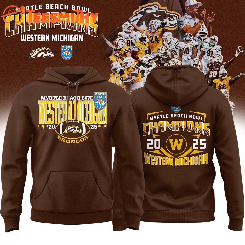 Western Michigan Broncos 2025 Myrtle Beach Bowl Champions Brown Hoodie
