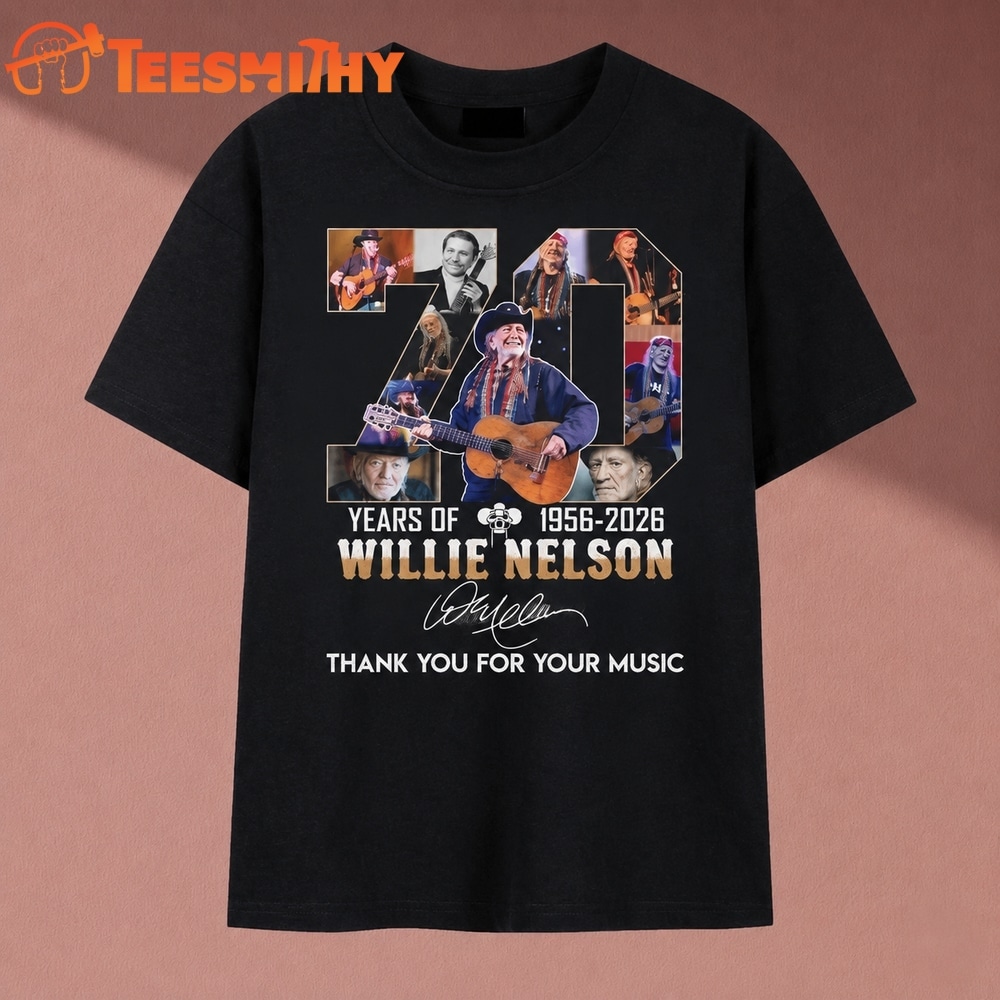 Willie Nelson 70 Years Of Music 1956 2026 Tribute Signatures T Shirt