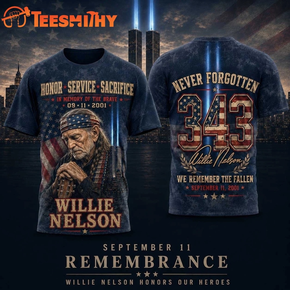 Willie Nelson American Flag Portrait 343 Tribute 3D Shirt