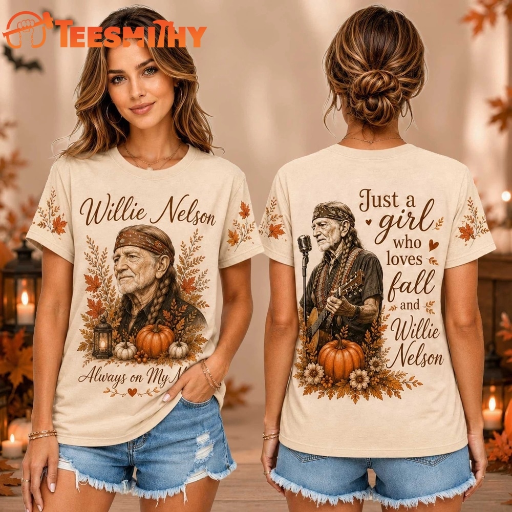 Willie Nelson Autumn Pumpkin Portrait Unisex 3D Shirt