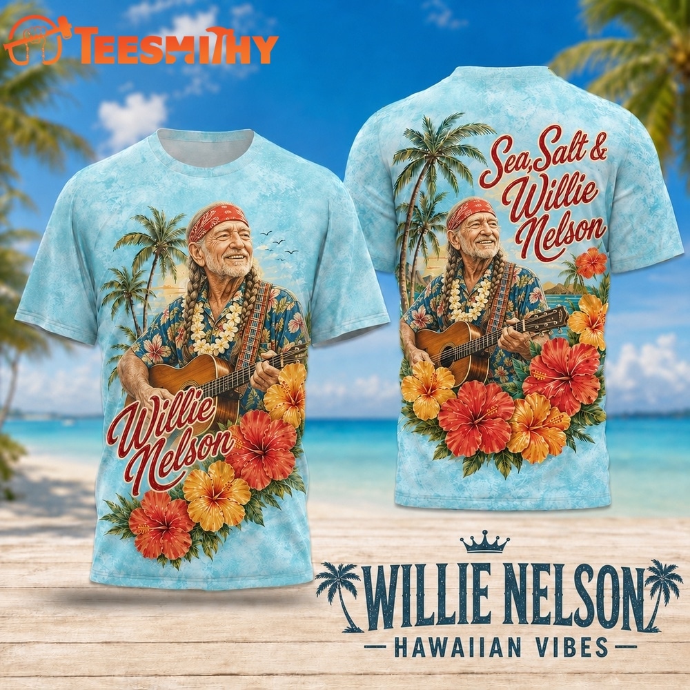 Willie Nelson Hawaiian Vibes Lei and Hibiscus 2026 3D Shirt