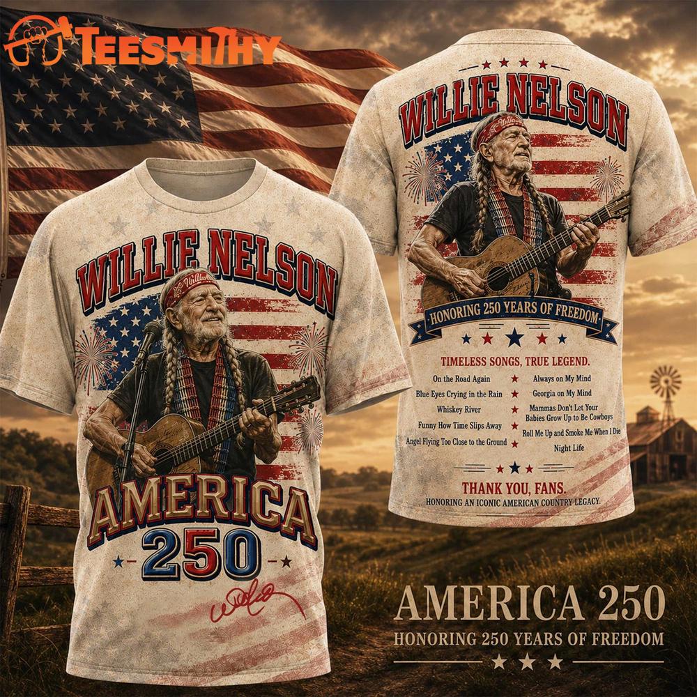 Willie Nelson Honoring 250 Years of America 3D Shirt