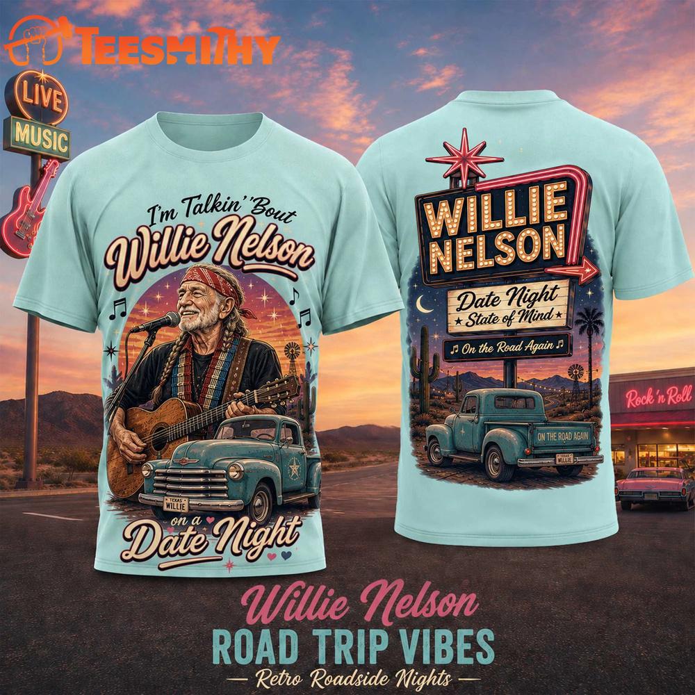 Willie Nelson Road Trip Vibes Unisex 3D T Shirt
