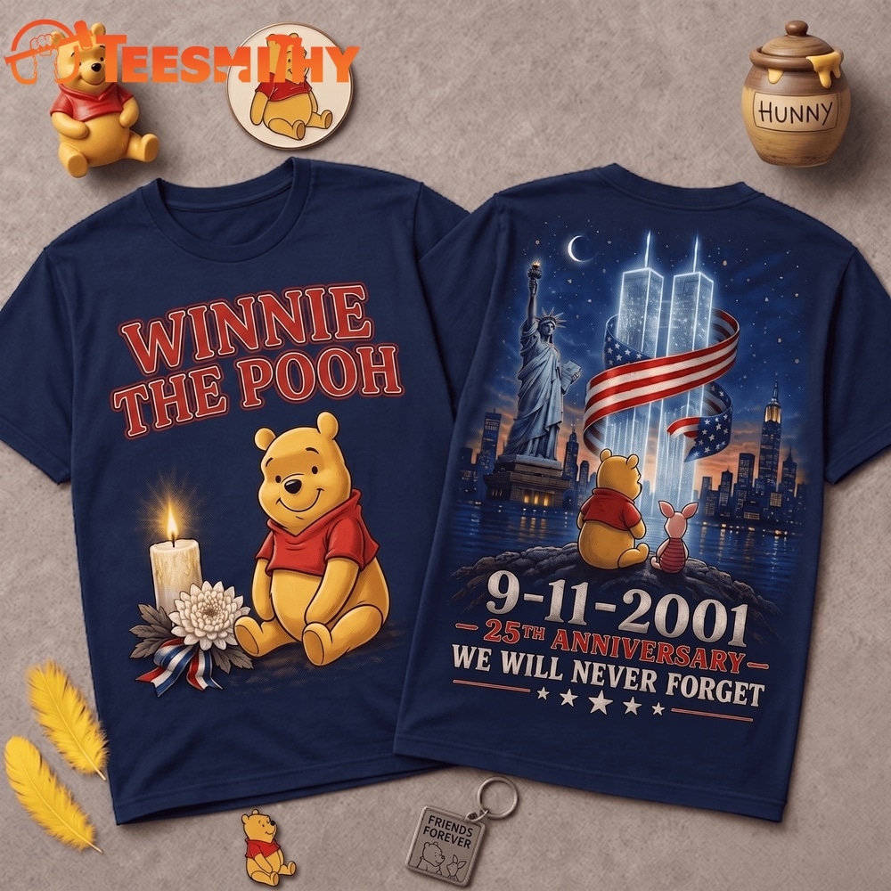 Winnie The Pooh 911 Memorial 25th Anniversary 3D Shirt