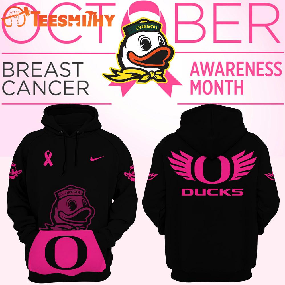 Women’s Nike Black Oregon Ducks Football 2025 Breast Cancer Hoodie