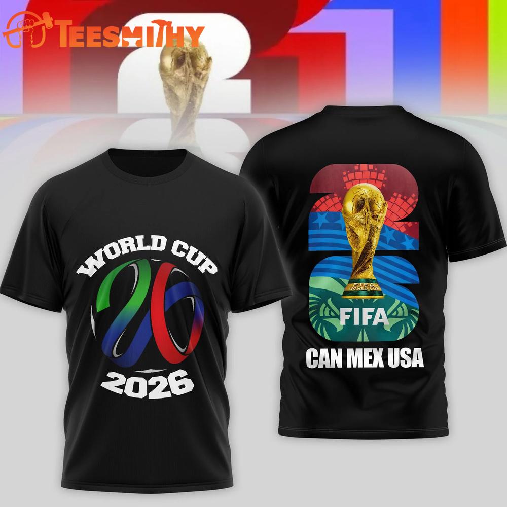 World Cup 2026 Fifa Can Mex USA Black 3D Shirt