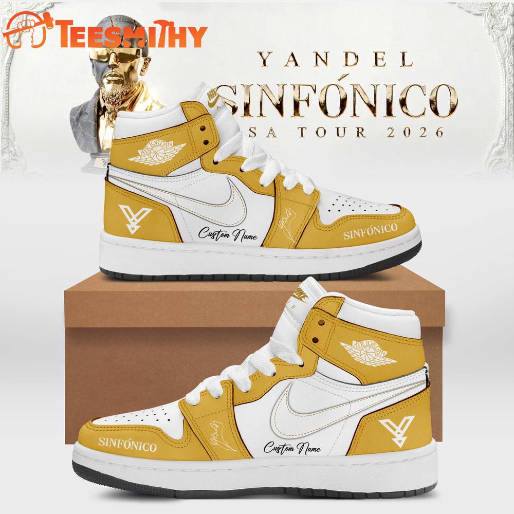 Yandel Sinfonico USA Tour 2026 Signature Limited Edition Yellow Air Jordan 1 Shoes