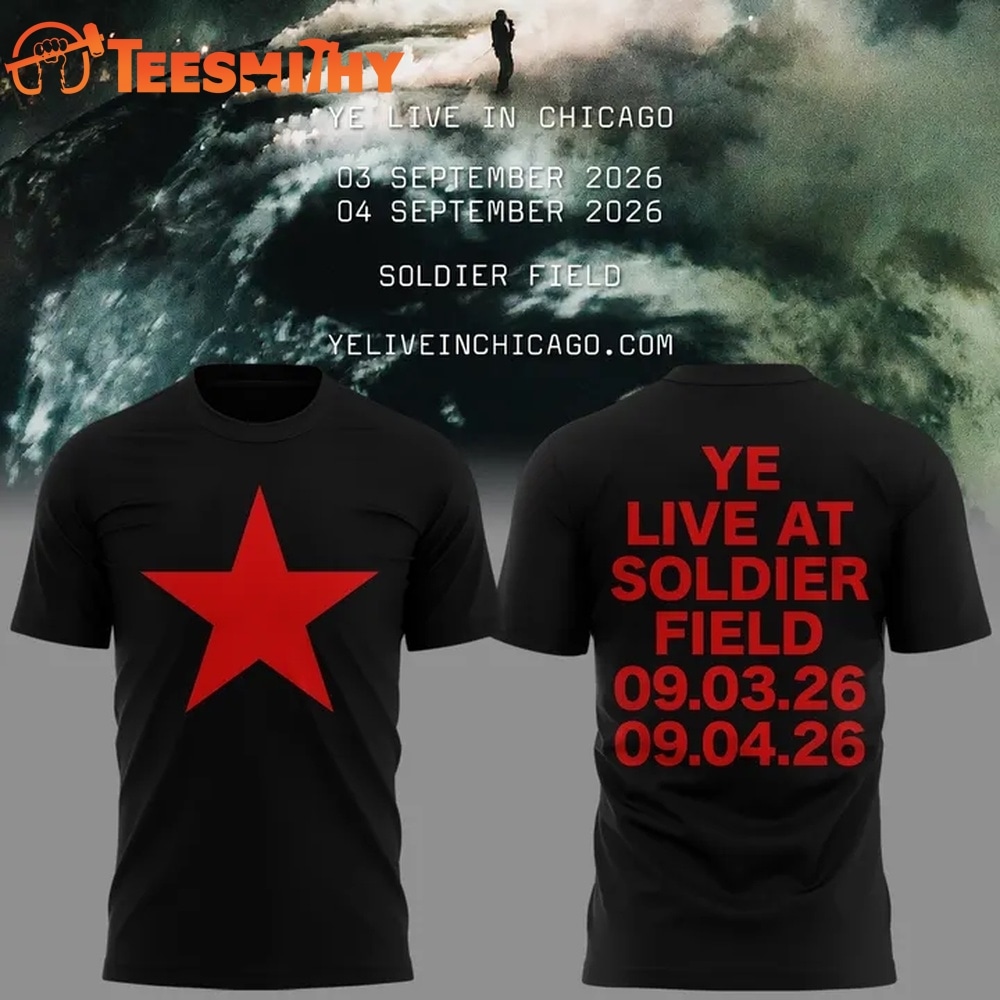 YE LIVE AT SOLDIER FIELD, 2026 Ye Live Concert Tour Black T Shirt