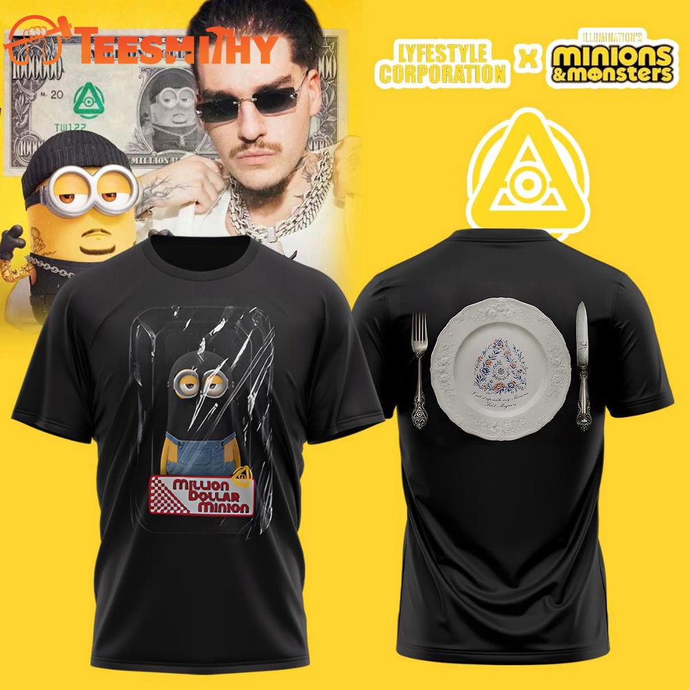 YEAT LYFESTYLE CORPORATION X MINIONS & MONSTERS Black T Shirt