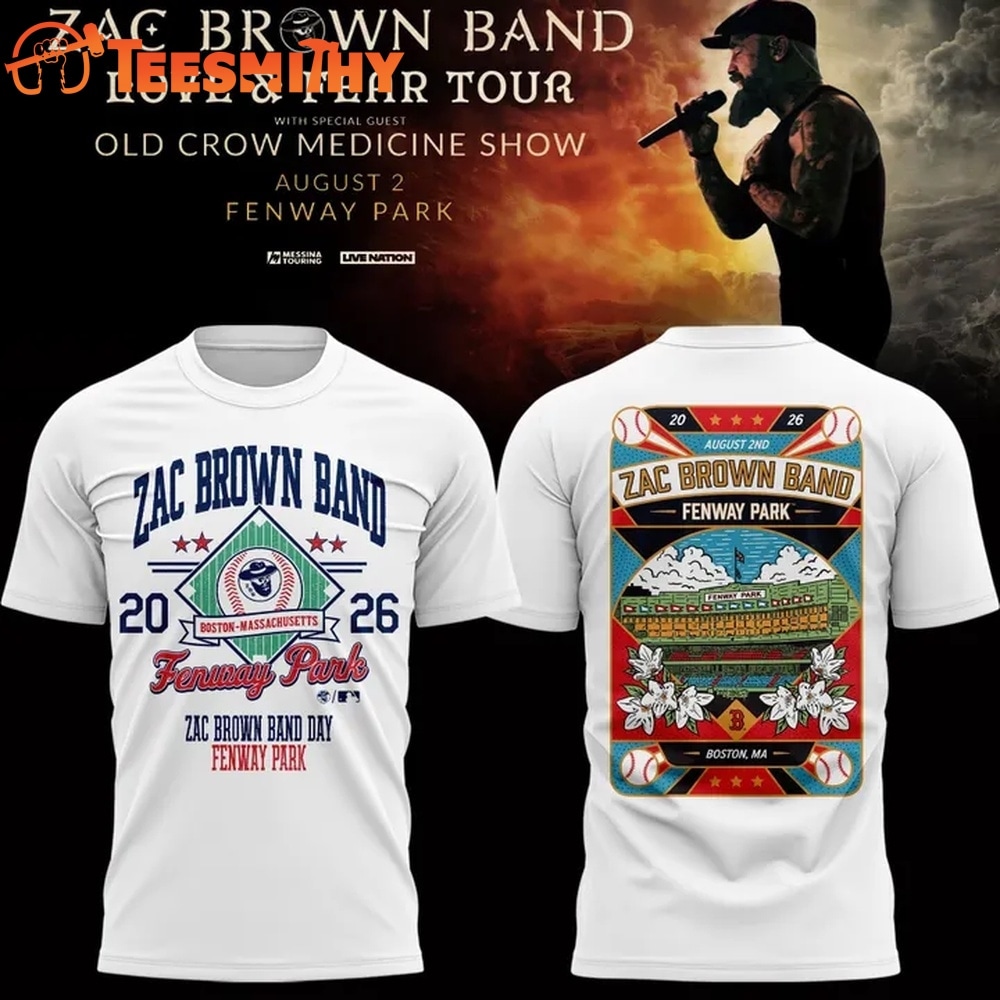 Zac Brown Band x Boston Red Sox Fenway Park Love & Fear Tour 2026 White T Shirt