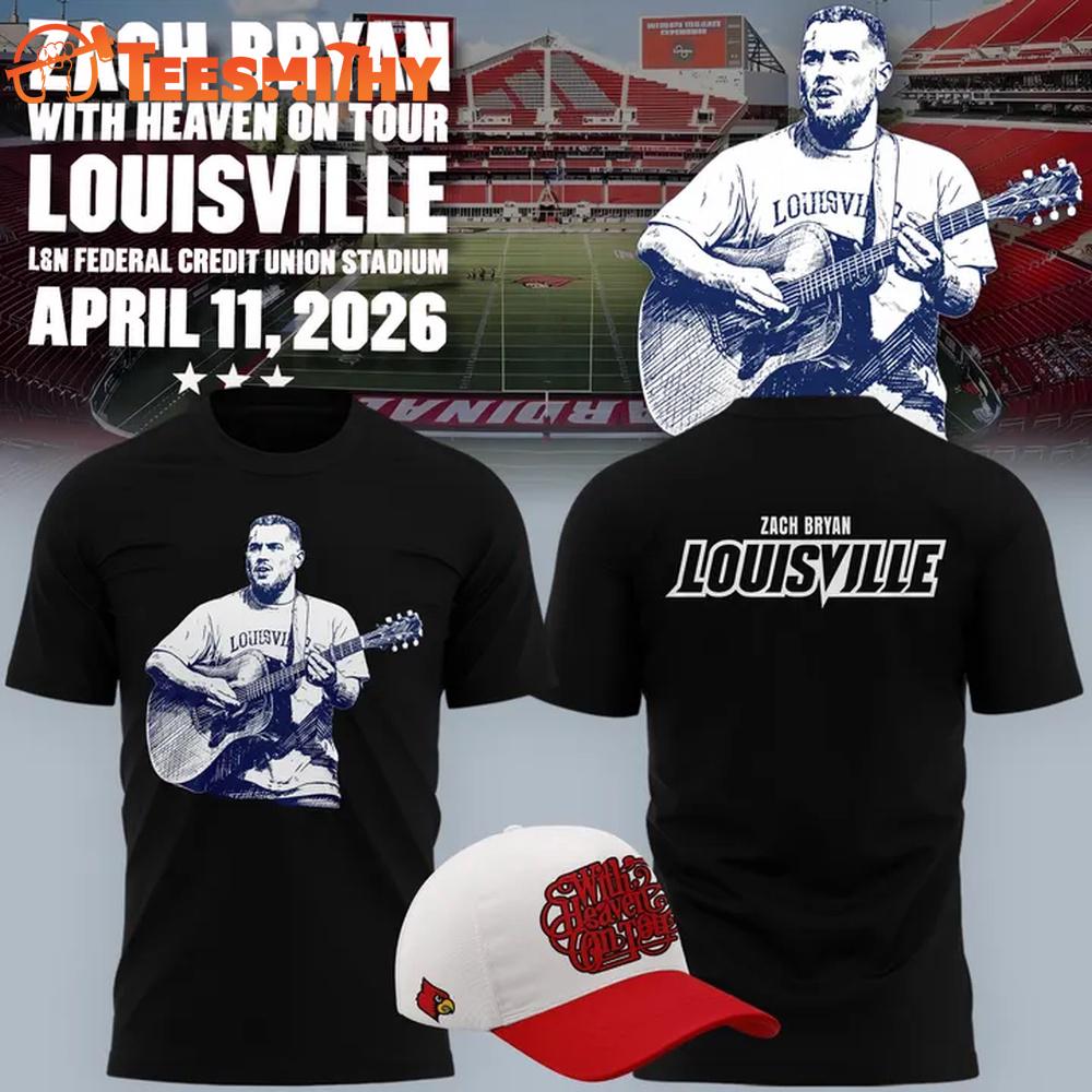 Zach Bryan 2026 WITH HEAVEN ON TOUR L&N Federal Credit Union Stadium Black T Shirt
