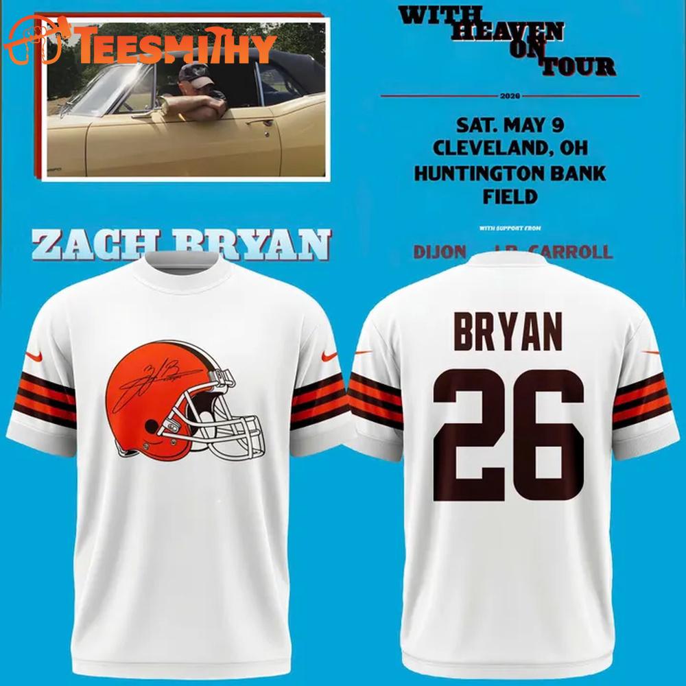 Zach Bryan x Cleveland Browns With Heaven On Tour Huntington Bank Field T Shirt