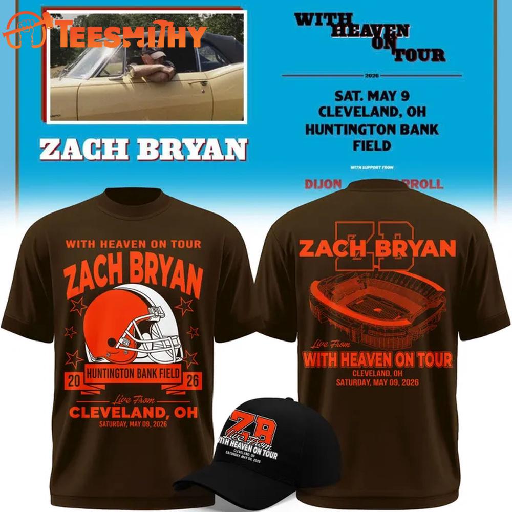 Zach Bryan x Cleveland Browns WITH HEAVEN ON TOUR Limited Edition T Shirt