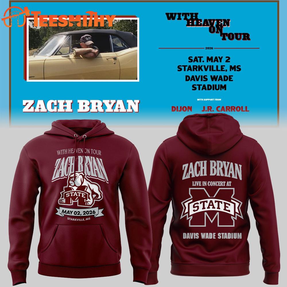 Zach Bryan x Mississippi With Heaven on Tour 2026 Red Hoodie