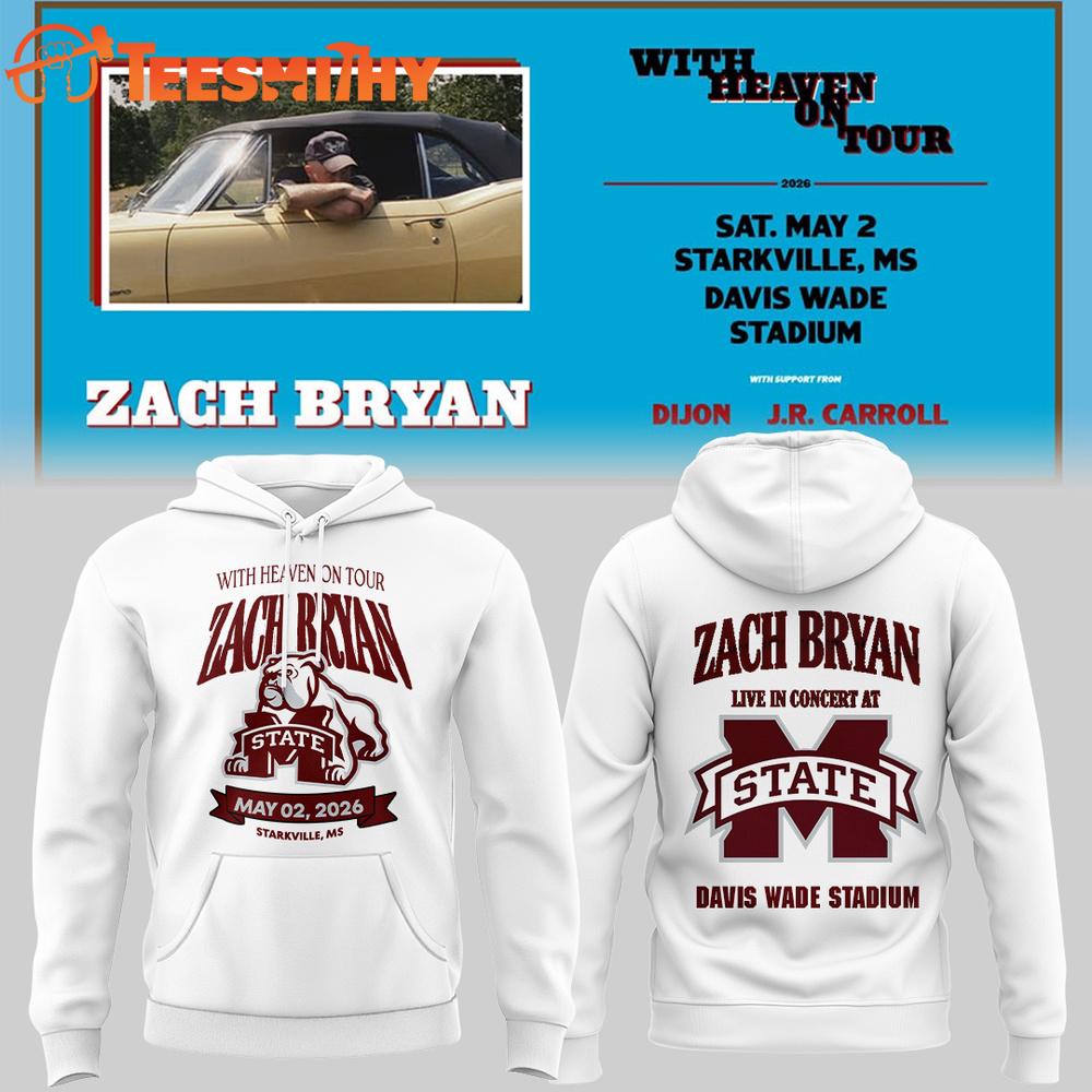 Zach Bryan x Mississippi With Heaven on Tour 2026 White Hoodie