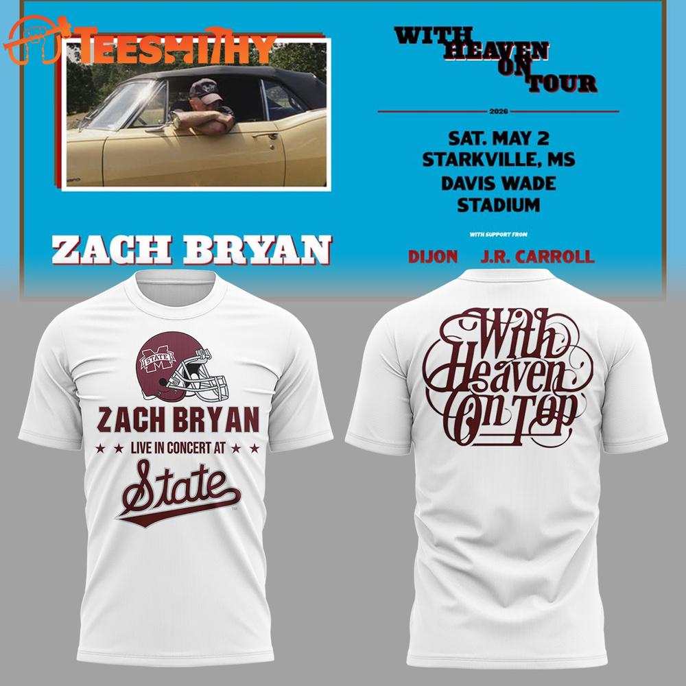 Zach Bryan x Mississippi With Heaven on Tour 2026 White T Shirt