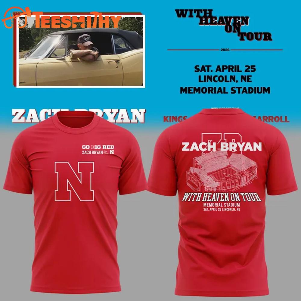 Zach Bryan x Nebraska Cornhuskers Football Tour 2026 Red 3D Shirt