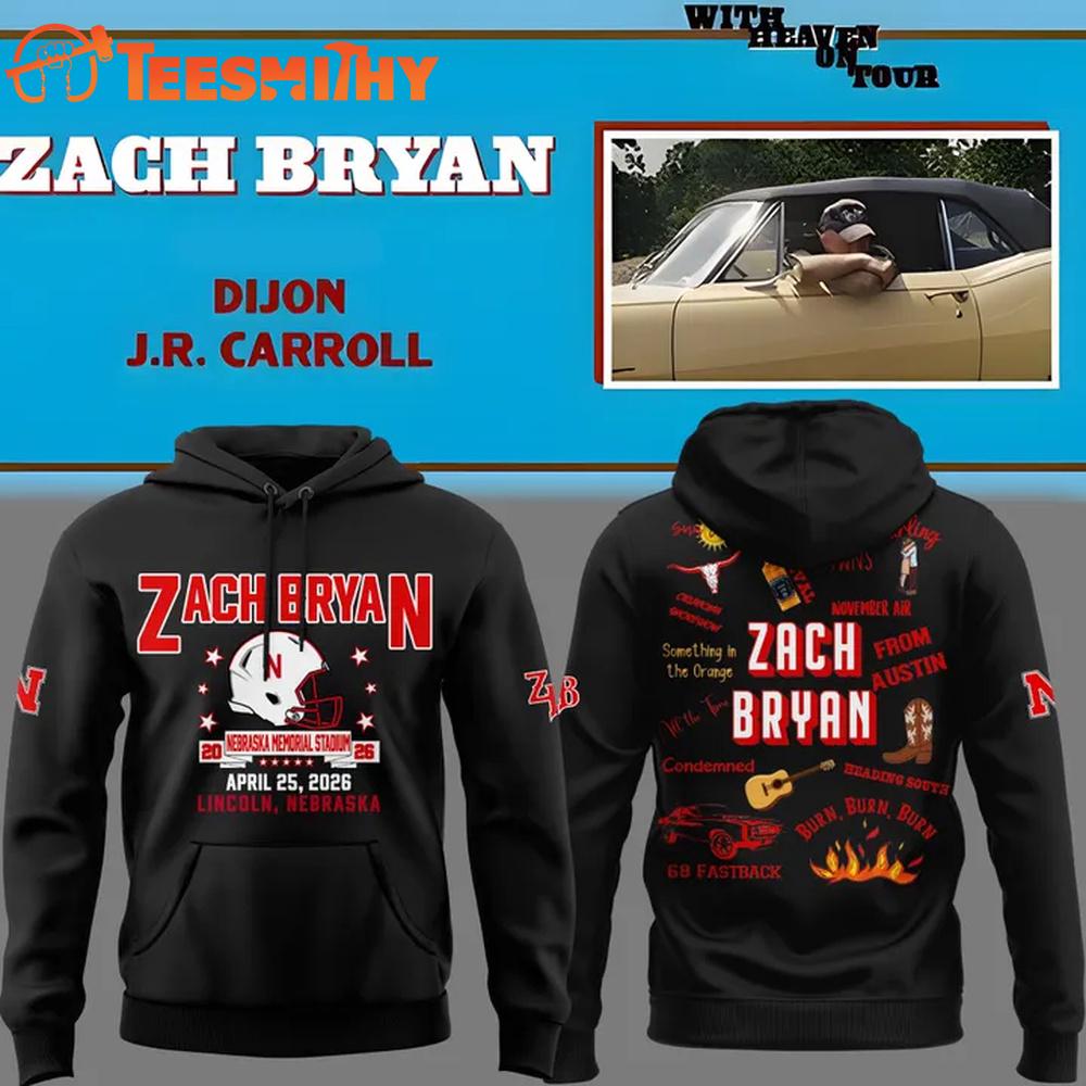 Zach Bryan x Nebraska Cornhuskers Football With Heaven On Tour 2026 Hoodie