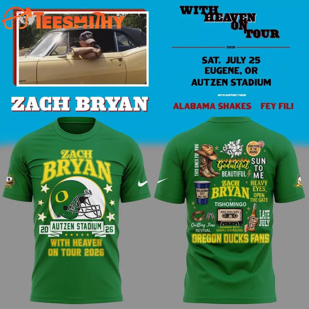 Zach Bryan x Oregon Ducks Football With Heaven On Tour 2026 3D Shirt