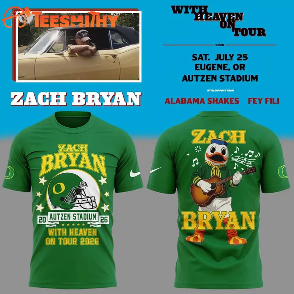 Zach Bryan x Oregon Ducks Football With Heaven On Tour 2026 T-Shirt