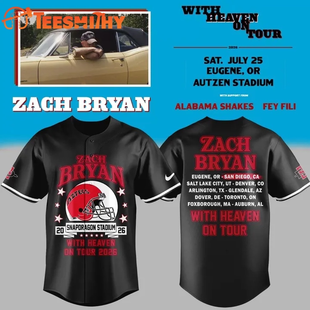 Zach Bryan x San Diego State Football With Heaven On Tour 2026 Black Baseball Jersey