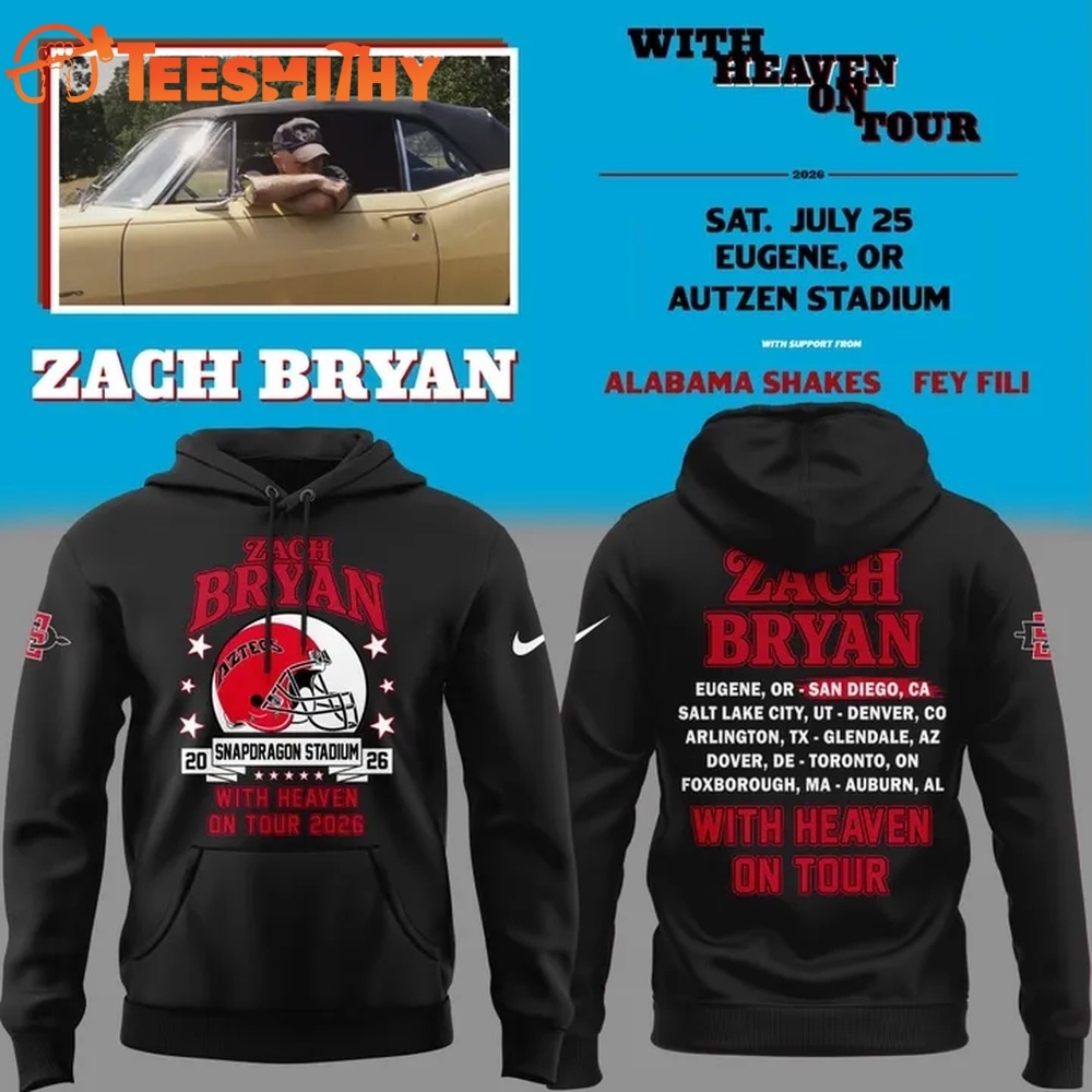 Zach Bryan x San Diego State Football With Heaven On Tour 2026 Black Hoodie