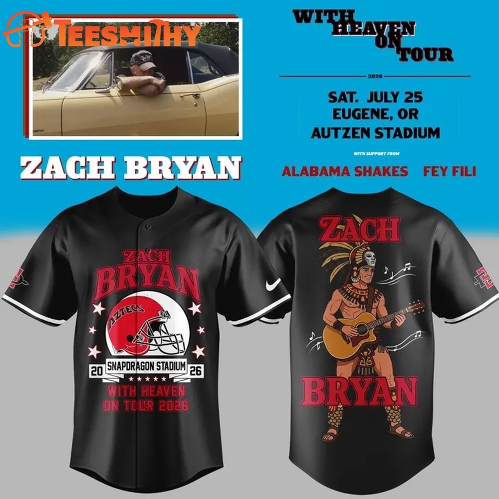 Zach Bryan x San Diego State Football With Heaven On Tour 2026 Limited Edition Baseball Jersey