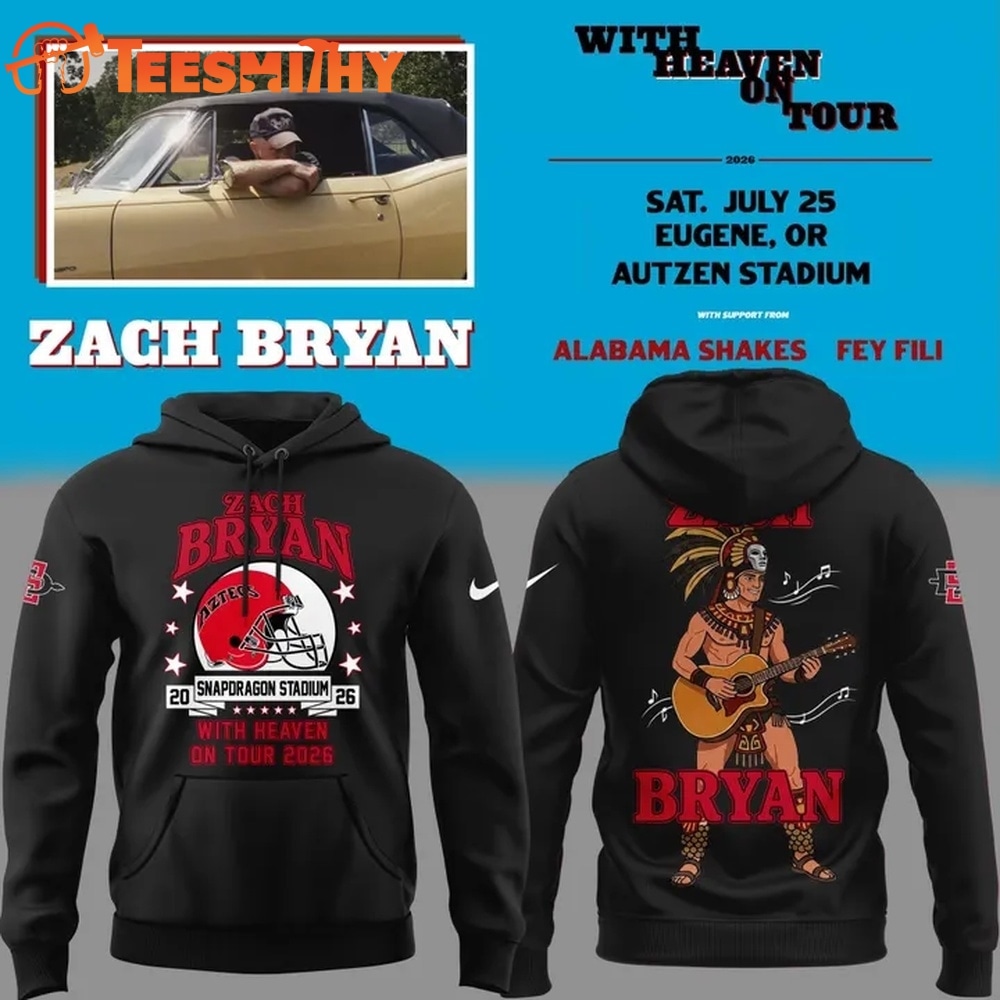 Zach Bryan x San Diego State With Heaven On Tour 2026 Mascot Design Spcecial New Hoodie