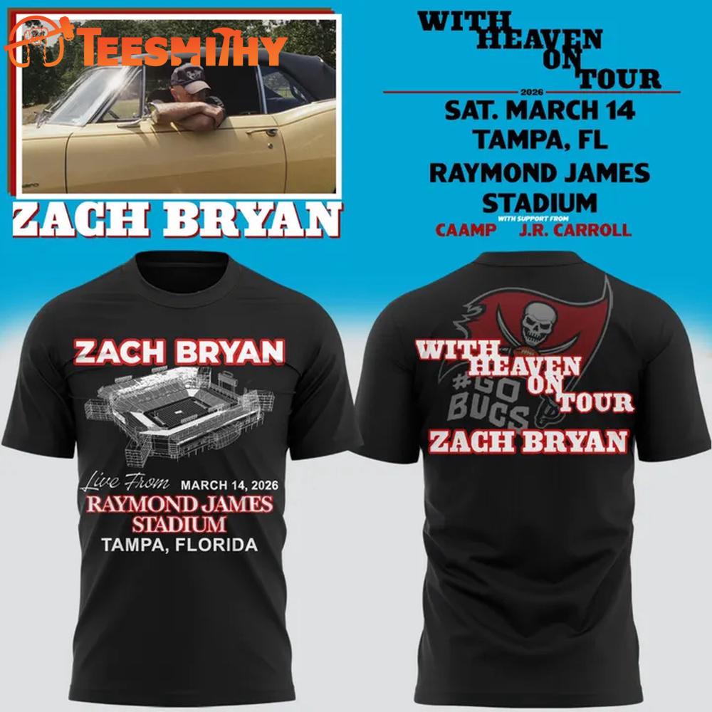 Zach Bryan x Tampa Bay Buccaneers With Heaven On Tour Live From Raymond James Stadium 2026 Black T Shirt