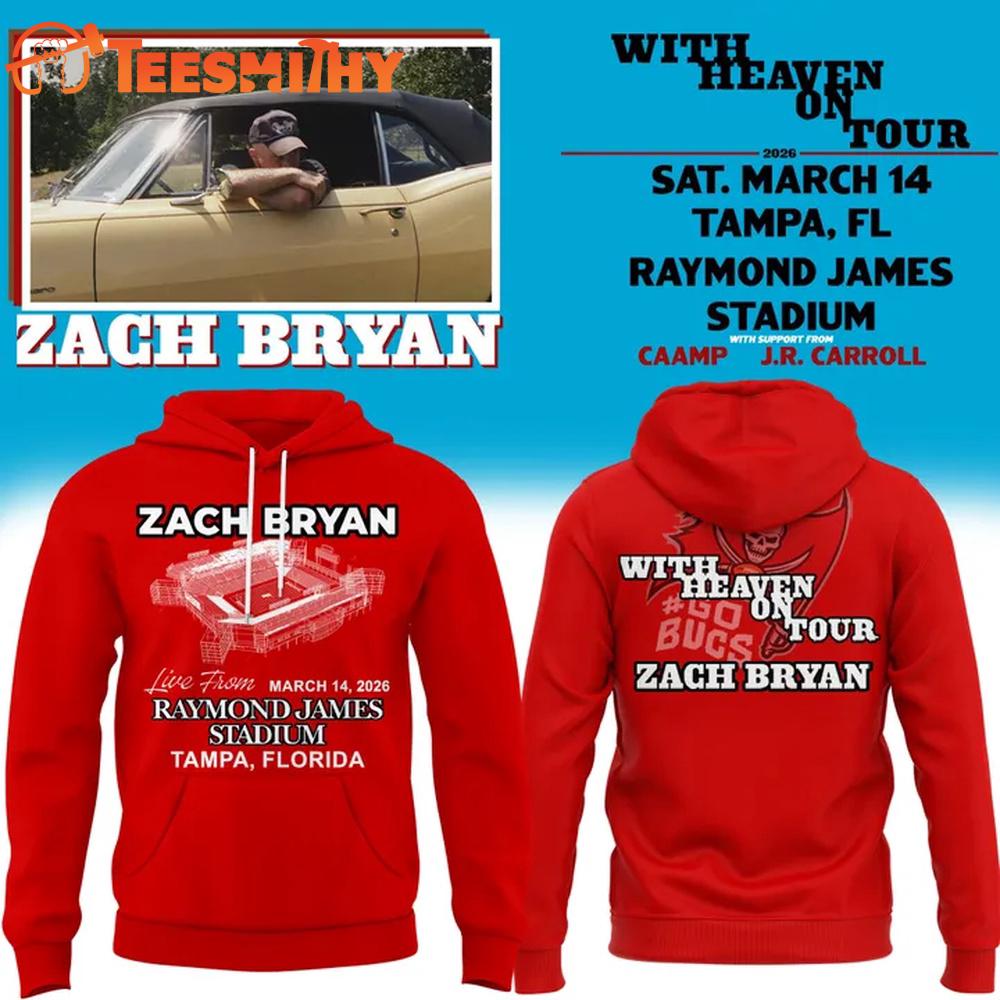 Zach Bryan x Tampa Bay Buccaneers With Heaven On Tour Live From Raymond James Stadium 2026 Red Hoodie