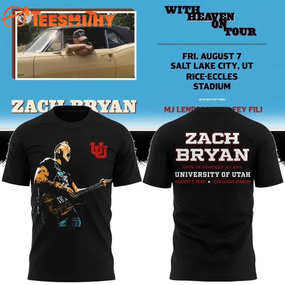 Zach Bryan x Utah Utes Football With Heaven On Tour 2026 3D Shirt