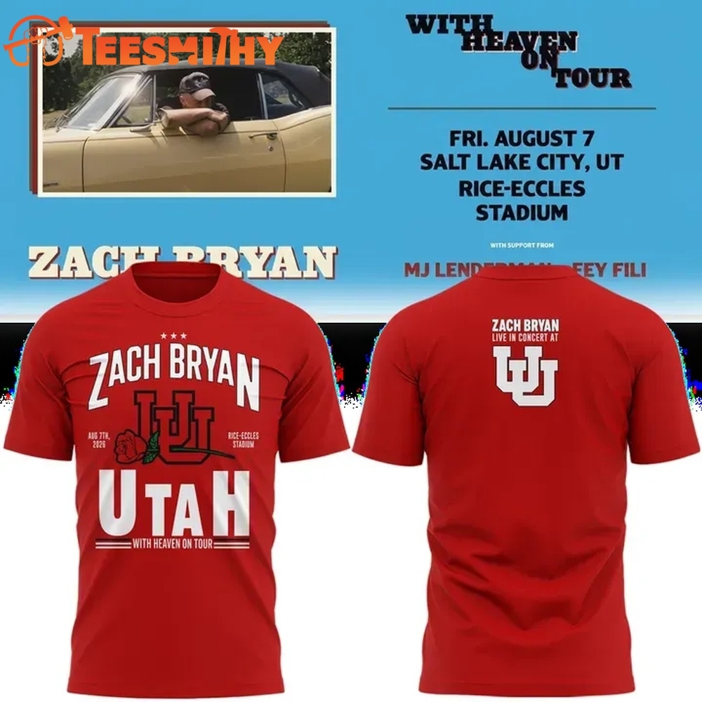 Zach Bryan x Utah Utes Football With Heaven On Tour 2026 Limited Edition T Shirt