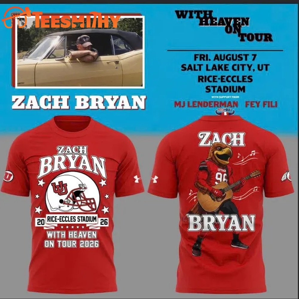 Zach Bryan x Utah Utes Mascot With Heaven On Tour 2026 3D Shirt